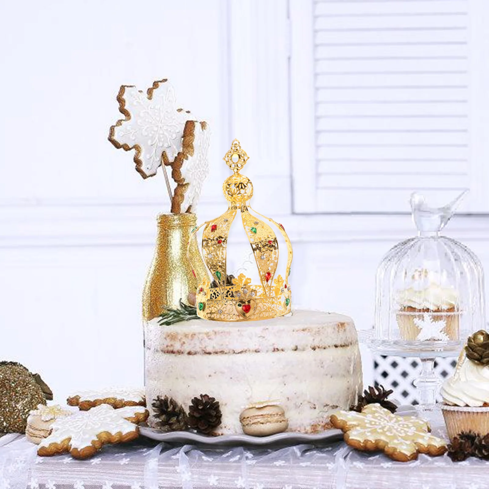 

Cake Crown Decoration Mini Pearl Tiara For Baking Dessert Ornament Princess Birthday Wedding Baby Shower Party Cake Decor Gold