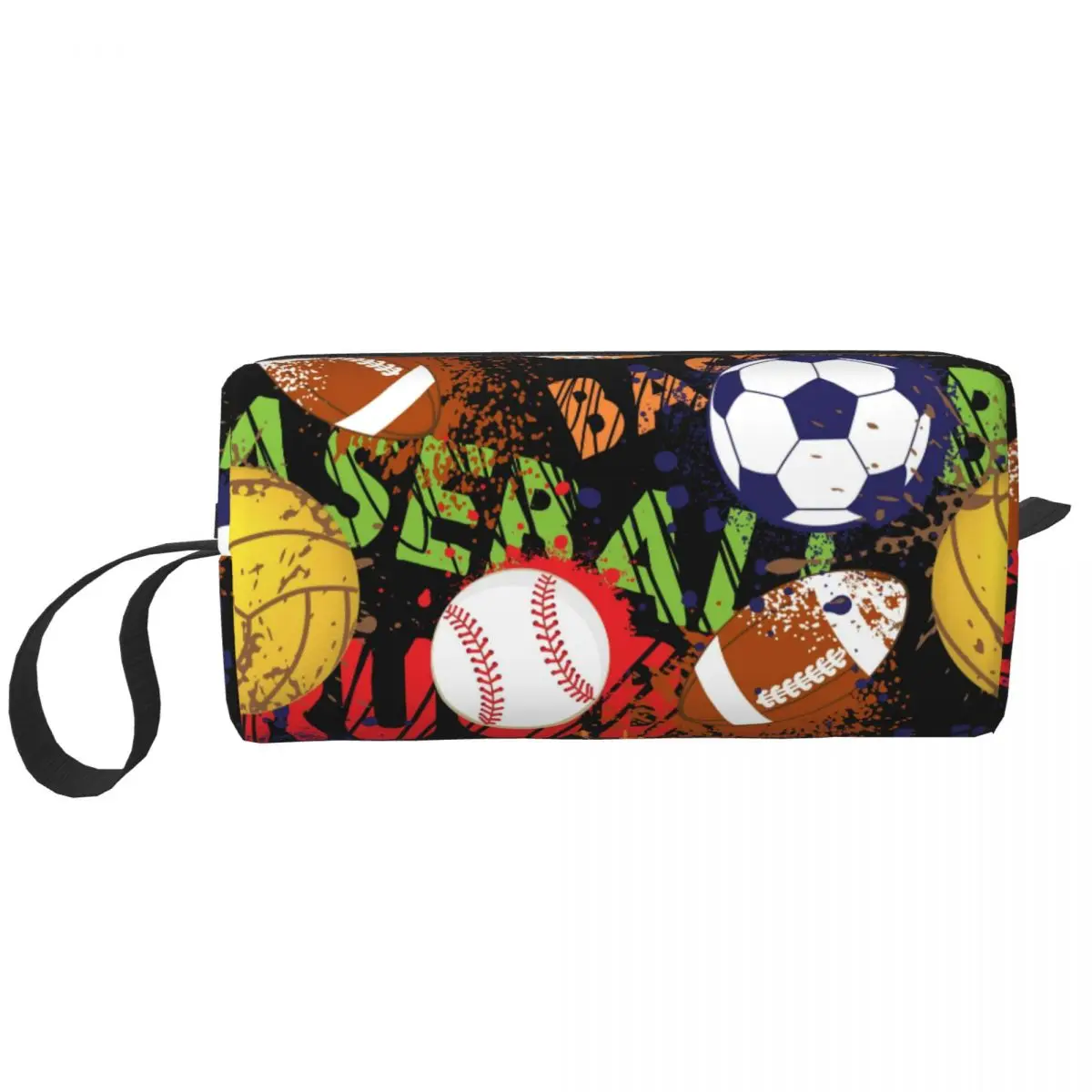 Custom Kawaii Sport Balls Football Basketball Tennis Baseball Travel Toiletry Bag Cosmetic Makeup Bag Beauty Storage Dopp Kit