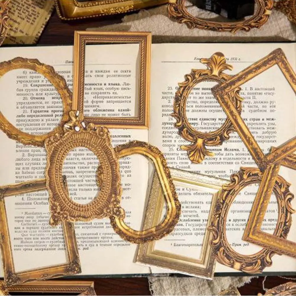 Flower Decorative Cards Retro Picture Frame Stickers Cutout Frame Decor Geometric Handcrafts DIY Tools DIY Photo Book