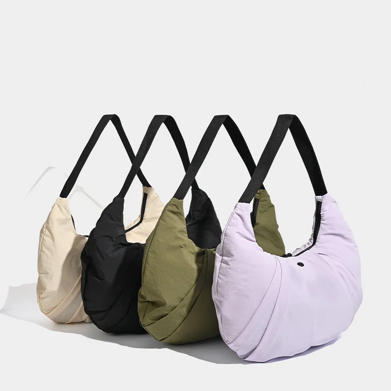 Alothing Bull Horn Shaped Waterproof Nylon Yoga Bag Moon Tooth Shaped Shoulder BagLightweight Large Capacity Dumpling Bag