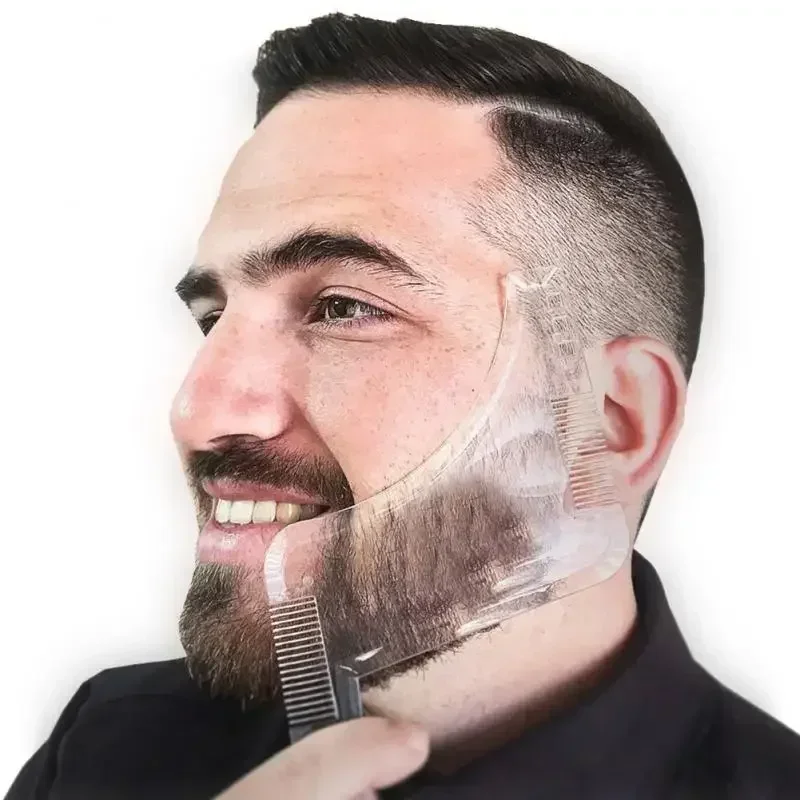 Men Beard Comb Hairdressing Beard Care Transparent Appearance Moustache Moulding Comb Shaping Styling Template ruler combs