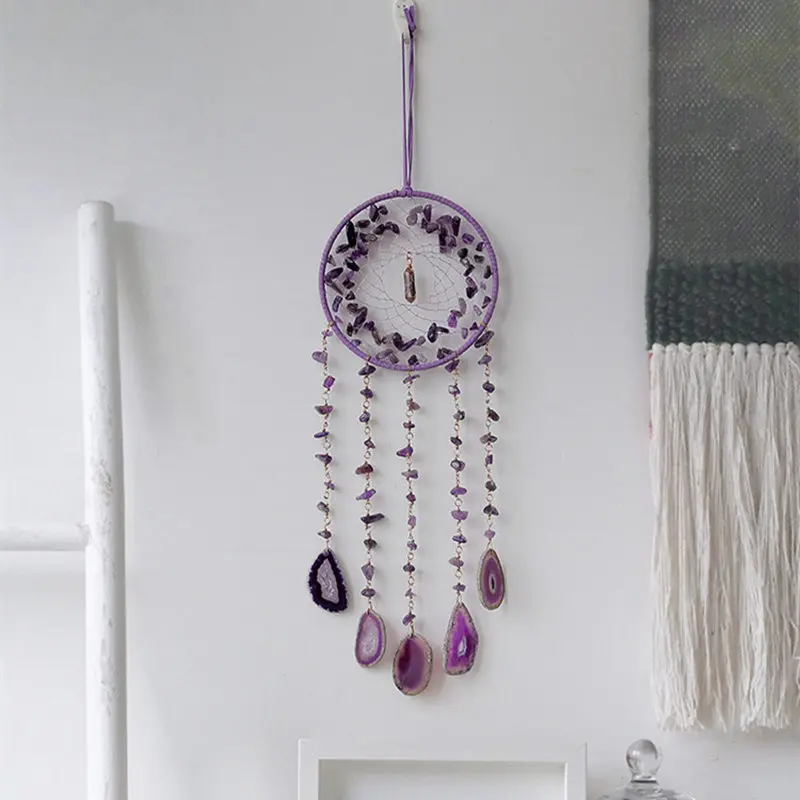 Crystal Purple Amethyst Tree Tree of Life Healing Gems Natur Stones Sun Catcher Hanging Dream Catchers Home Decor Reiki Products