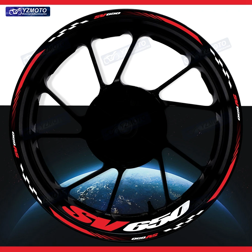 

Для мотоцикла SV650 SV 650 17-дюймовая наклейка на переднее и заднее колесо, водостойкая светоотражающая декоративная наклейка на обод втулки в полоску