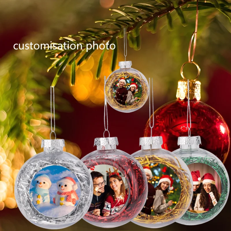 Personalised Christmas bauble with hanging ring customised picture decoration ball for Halloween Christmas New Year DIY picture