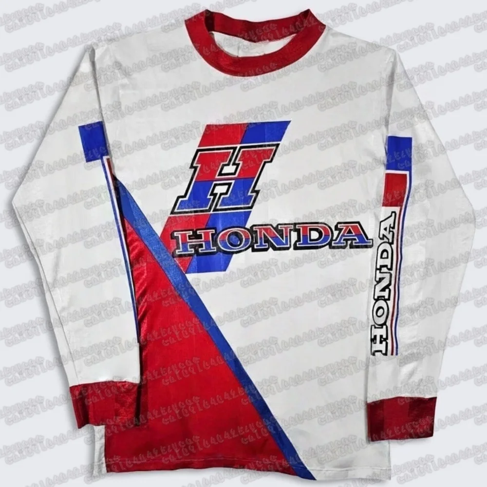 

HONDA VINTAGE 1980'S RACING SHIRT Motocross jersey moto Dirt Bike Long Sleeve Y2K Quick Drying Men's Casual Motorcycle Top Tees