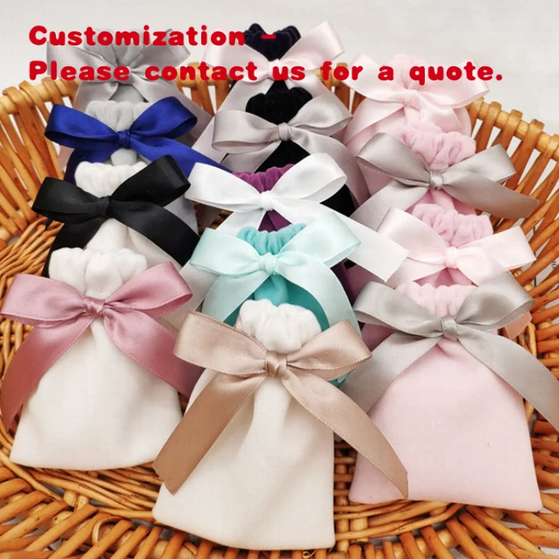 

custom.Fantastic Style Custom Silk Screen Printing Envelope Flap Jewelry Suede Pouch with Bow-knot