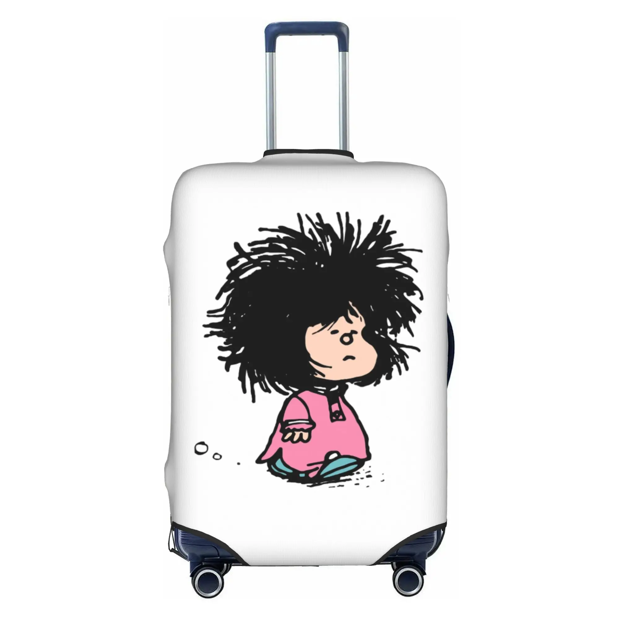 

Custom M-Mafaldas Travel Luggage Cover Dust Proof Quino Argentina Cartoon Suitcase Cover Protector Fit 18-32 Inch