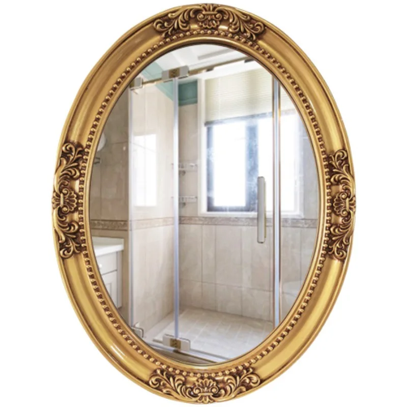 

European style, minimalist, oval, art, bathroom mirror, bathroom, toilet, mirror, decoration