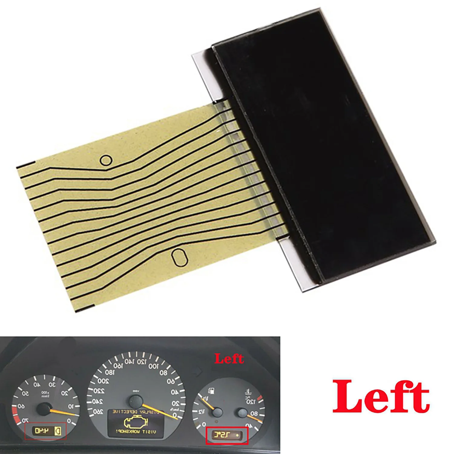 2 szt. Lewy i prawy wyświetlacz LCD licznika samochodowego do Mercedes Benz Klasy E, Klasy CLK, S210, W210, W208, R170, W208, E320