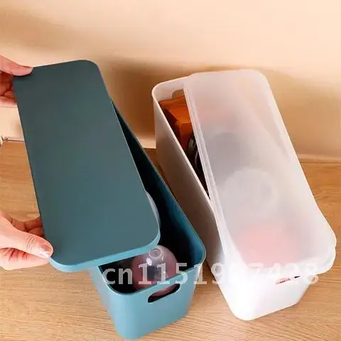 High and narrow desktop sundries storage box with lid for cosmetics household living room snacks crevice storage box