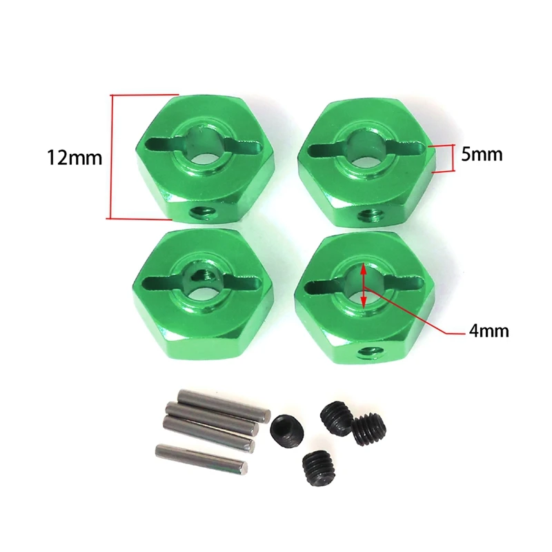 RC Car Upgrade Adapter Hexagon 12mm Kit for LOSI 1/18 Mini LMT 4X4 Brushed Monster Truck RC Car Upgrade Parts Green