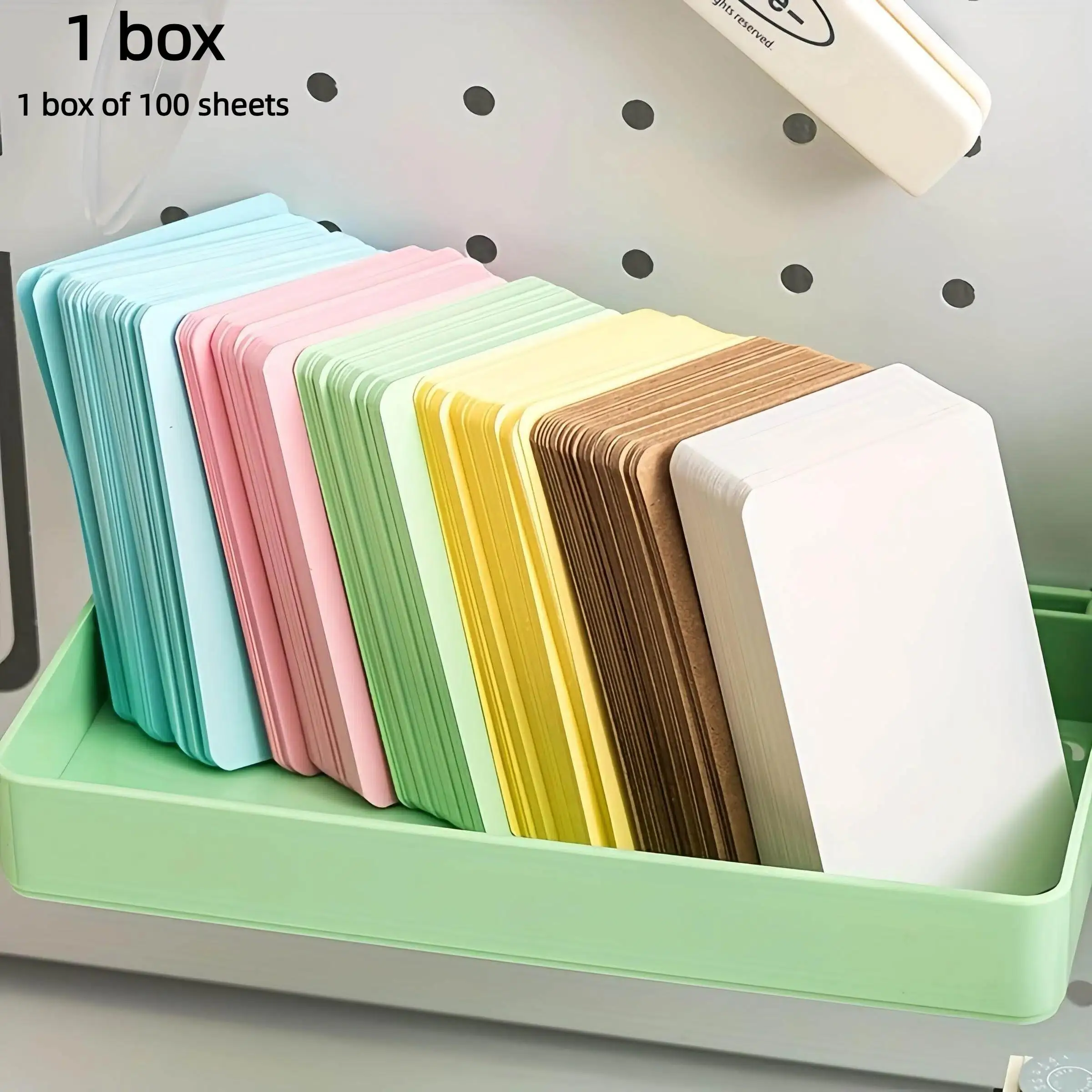 100 Colorful Blank Sticky Index Cards in Kraft Paper Storage Box, DIY Handwritten Cards, Bookmarks, Labels, and Reminder Cards f