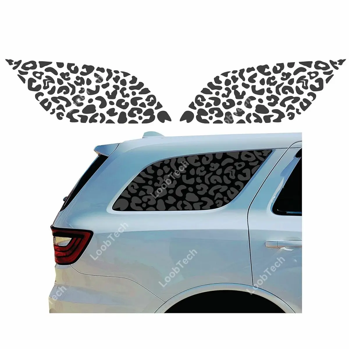 Pre-cut Leopard Cheetah Print Window Decals For Dodge Durango 2014-2022 2Pcs Matte Black Window Trim Stickers