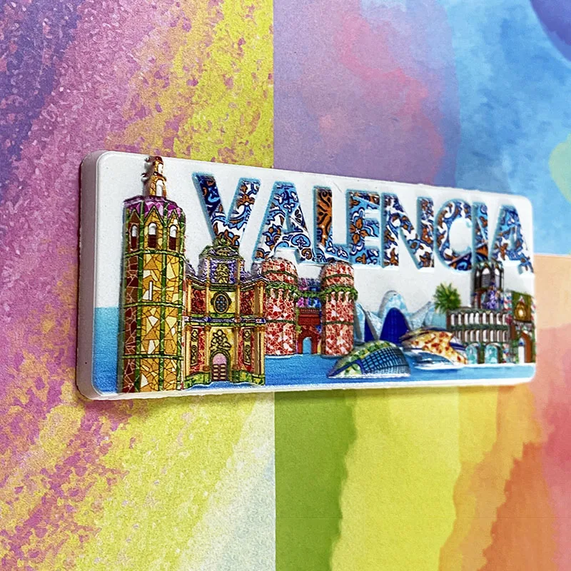 Spain Souvenirs Home Decor Valencia Cathedral, Ocean Park, City of Arts and Sciences 3D Refrigerator Magnets Collection of artif