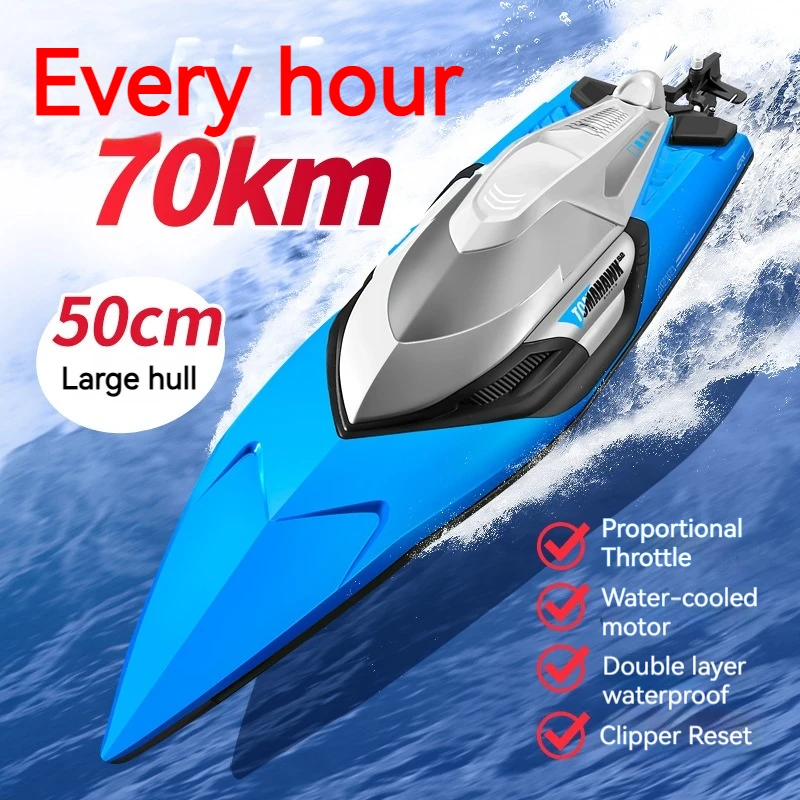 

S2 Super Sized 50cm High-Speed Remote-Controlled Speedboat High-Powered RC Boat Rowing Net Pulling Ship Model Water Toy Gift