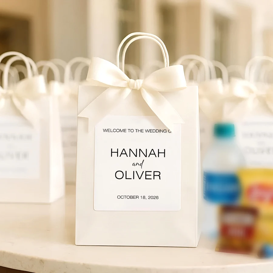 

Personalized Label Sticker for Welcome Bag, 8.4x10cm Label Sticker, Custom Sticker Labels with Name and Date - STICKER ONLY