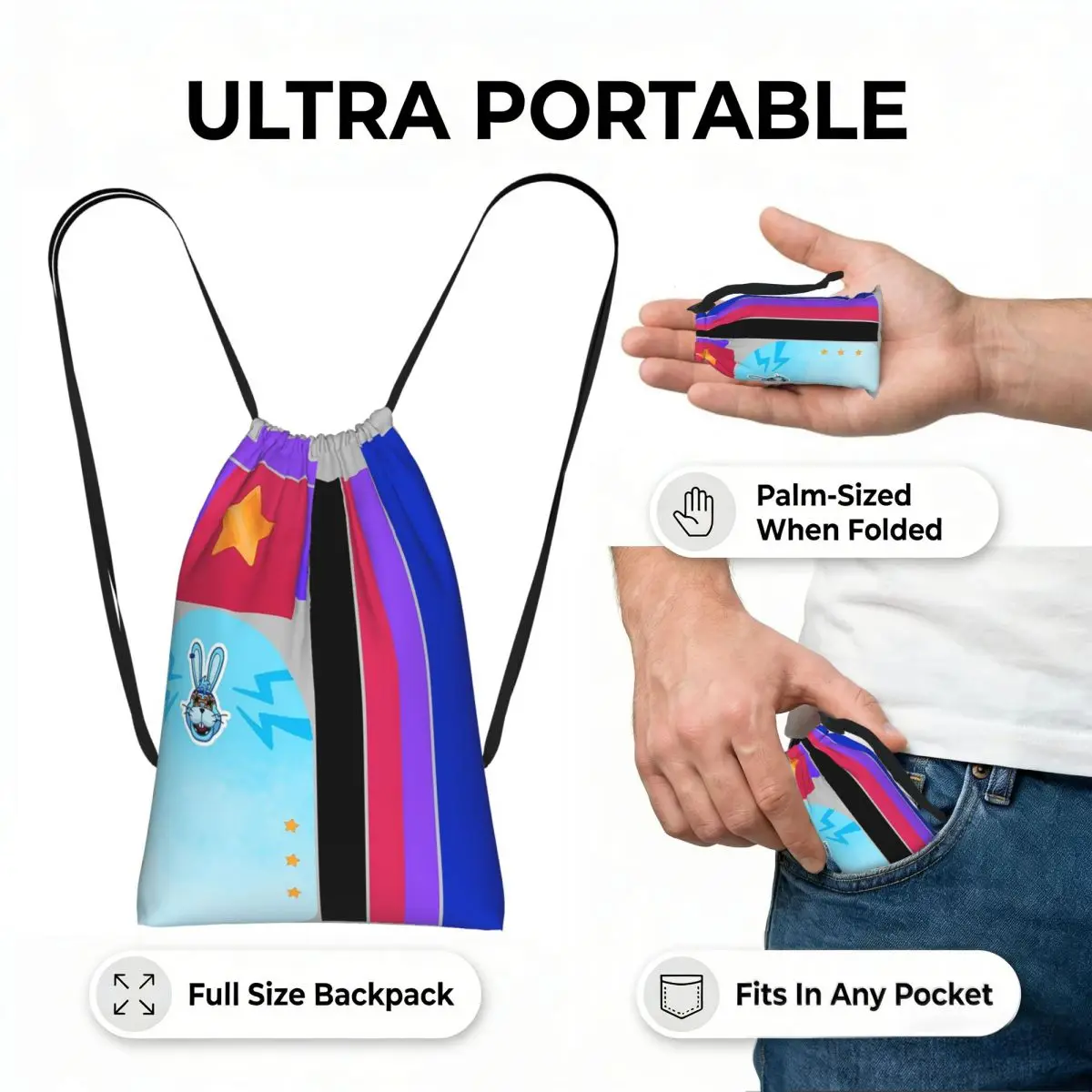 Glamrock Bonnie Fazbear Entertainment Drawstring Backpack Sports Gym Bag Lightweight Storage Drawstring Bag for Men Women