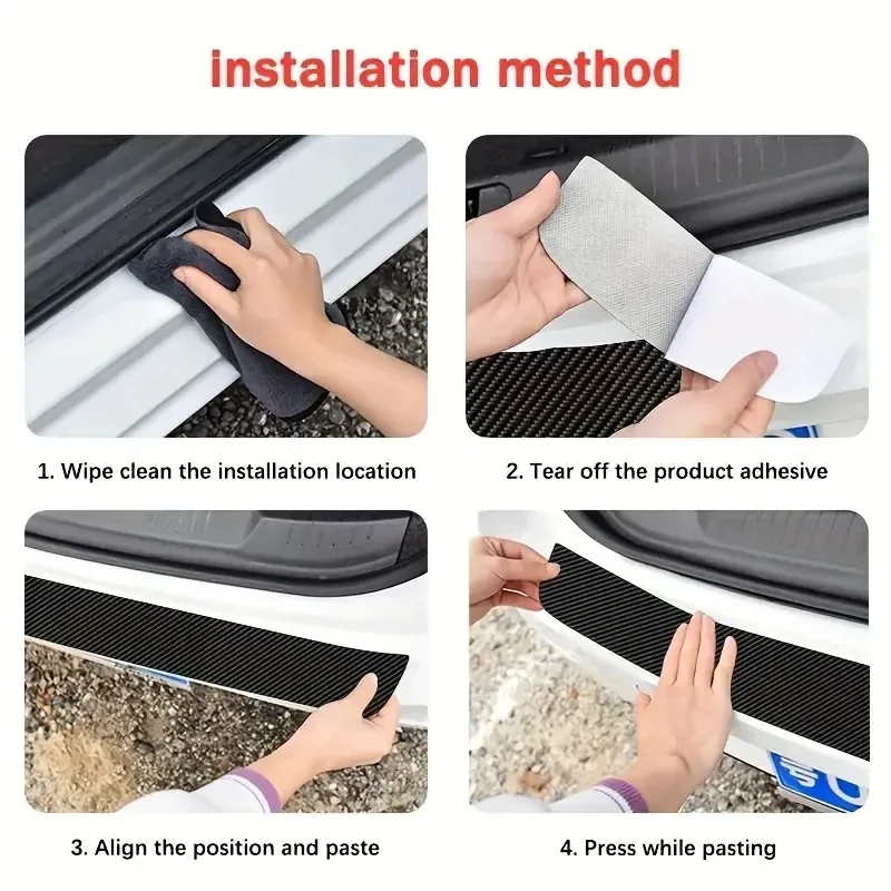 1PC 90*8.8cm Car Boot Threshold Protection Strip Carbon Fibre Anti-scratch and Anti-collision Rear Fender Trim Universal Trims