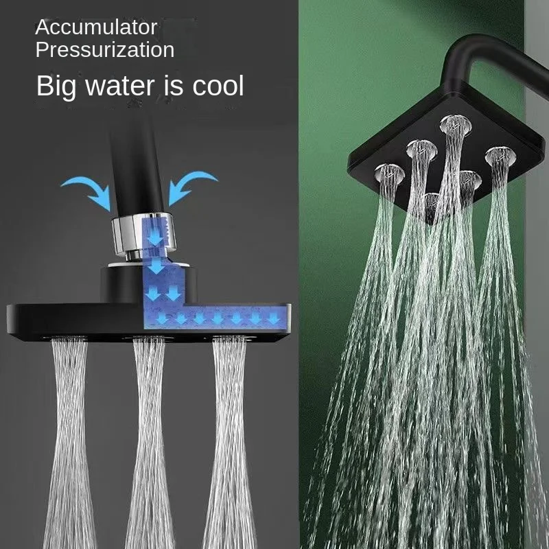 Adjustable high-pressure water-saving shower head with 360 ° rotating pressurized shower head, bathroom shower accessories