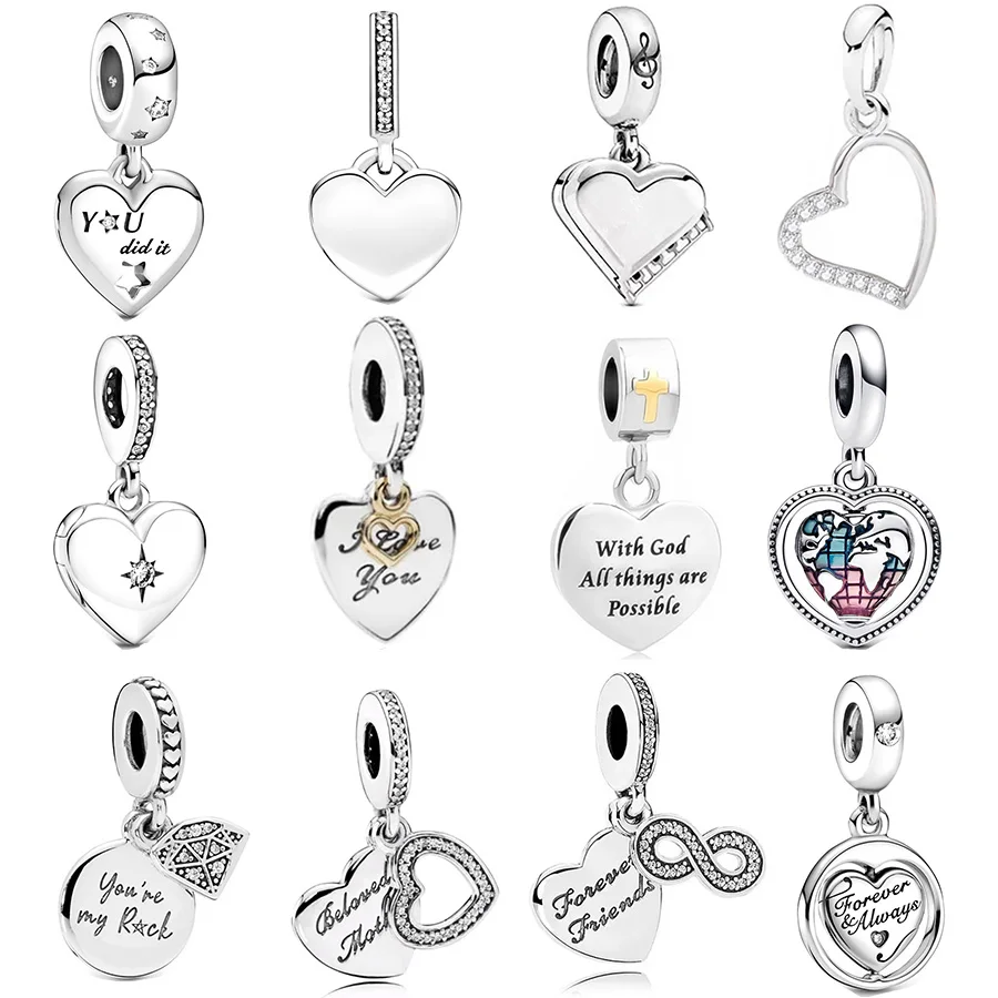 Authentic Spinning Forever & Always Soulmate Dangle Charm Beads Fit Original European 925 Sterling Silver Bracelet Jewelry Gift