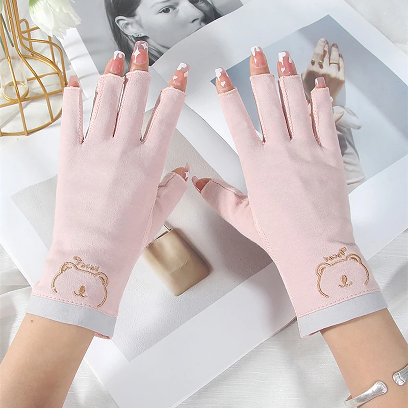 1 Pair Anti UV Nail Gloves Cotton Shield Glove Fingerless Manicure Nail Art Tools LED Lamp Nails Dryer