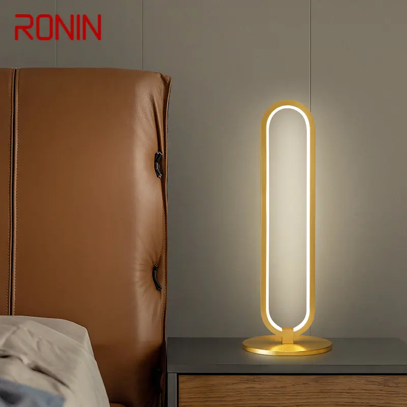 

RONIN Contemporary Brass Desk Lamp LED 3 Colors Gold Copper Bedside Table Lighting Decor for Modern Home Bedroom