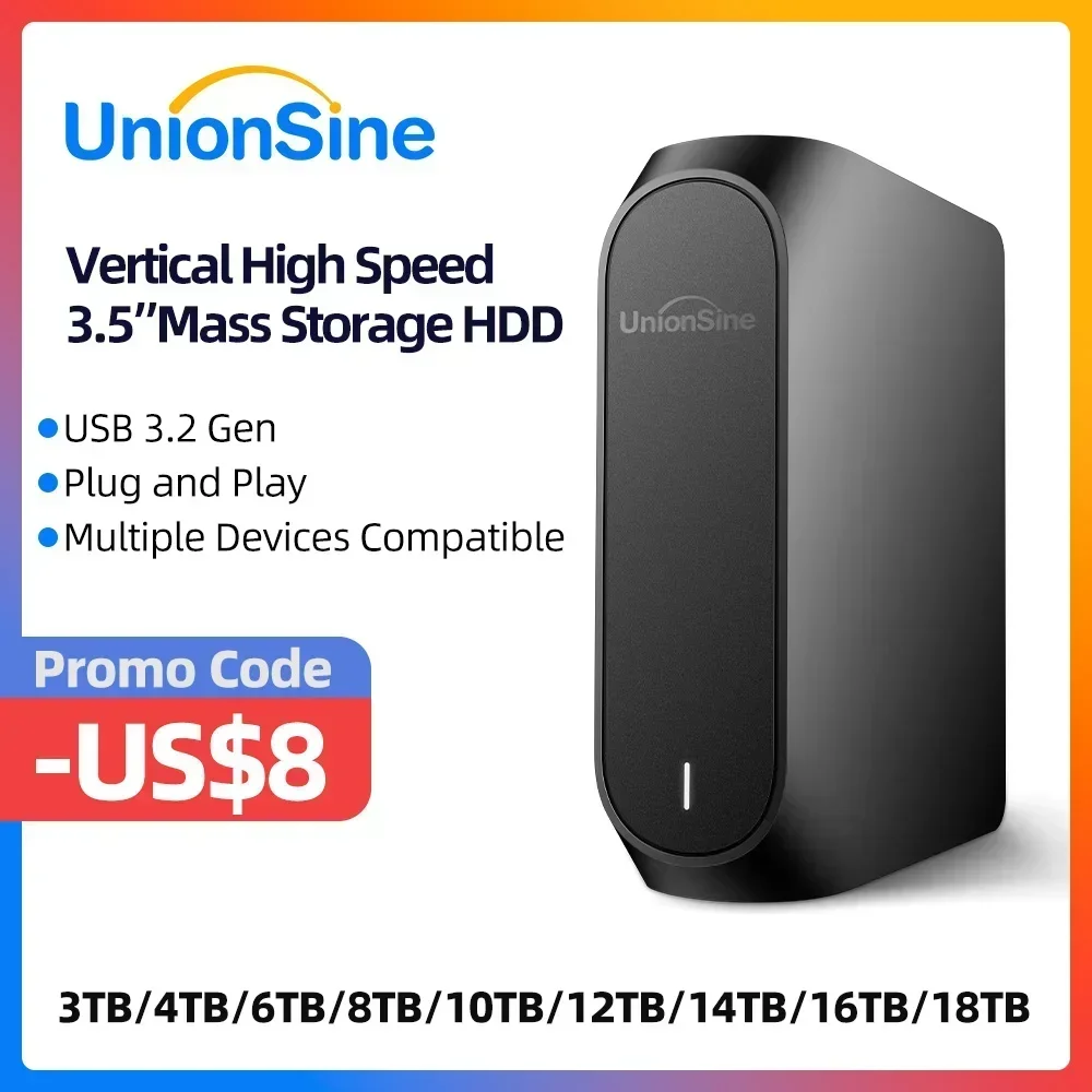 

US.EU UnionSine 4TB 8TB 10TB 12TB 16TB 18TB 3.5"USB 3.2Gen External Hard Disk HDD Compatible Desktop/Laptop/Mac/Xbox/Xbox One/PS