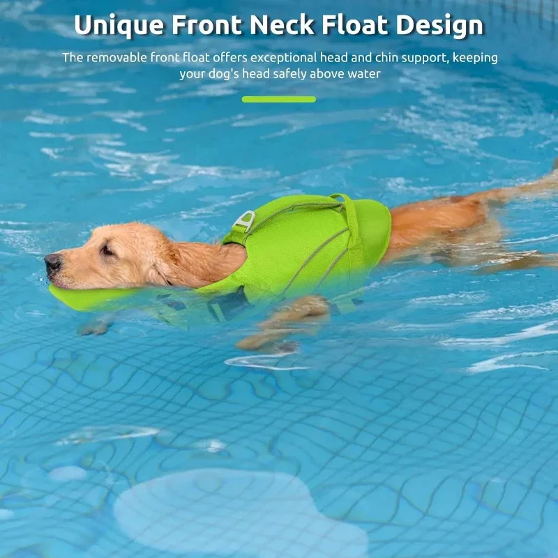 Durable Dog Life Jacket Unique Front Neck Float Design Swimsuit Pet Outdoor Portable Swimming Vest with Emergency Rescue Handle