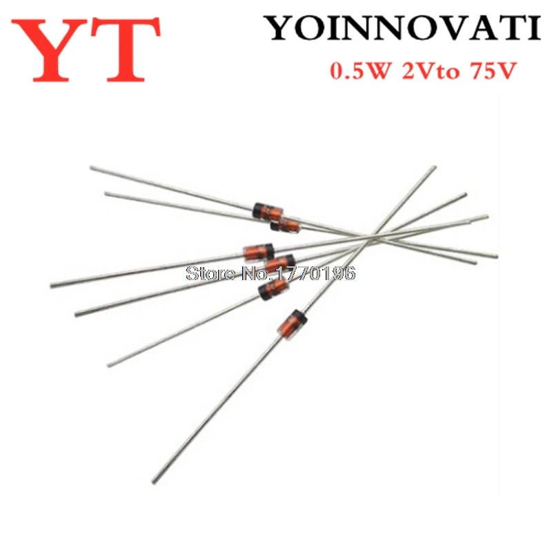 1/2W Zener diode DO-35 BZX55C2V2 2V 2.2/2.4/2.7/3/3.3/3.6/3.9/4.3/4.7/5.1/5.6/6.2/6.8/7.5/8.2/9.1/V 10V 11V 12V 13V 15V