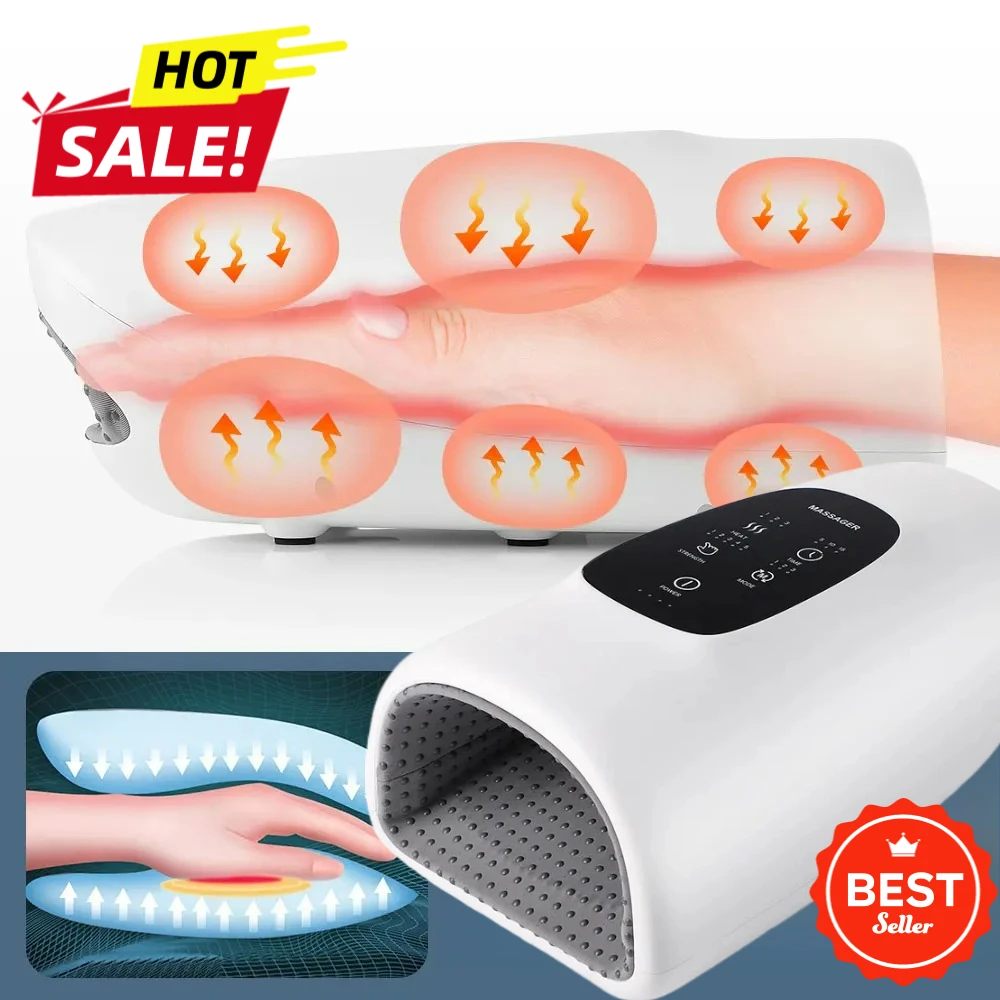 

Portable Electric Hand Massager with Heat Air Compression Shiatsu Kneading 360 Coverage for Wrist Fingers Palm SPA Care Pain