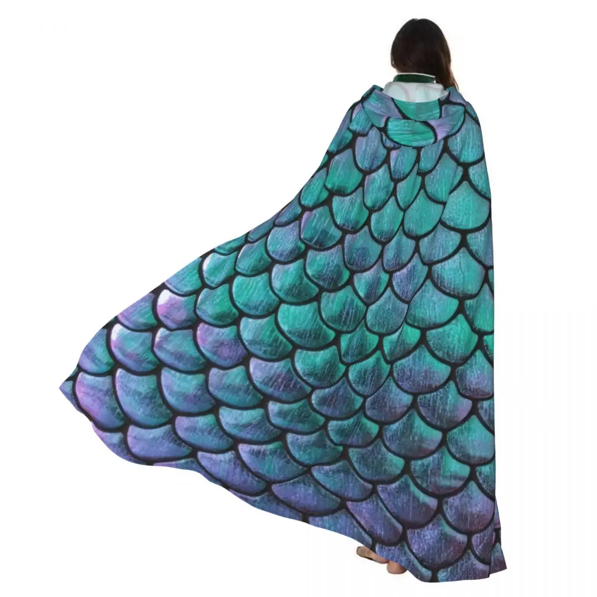 

Двусторонний плащ унисекс с капюшоном для взрослых вампиров, накидка-накидка, чешуя русалки