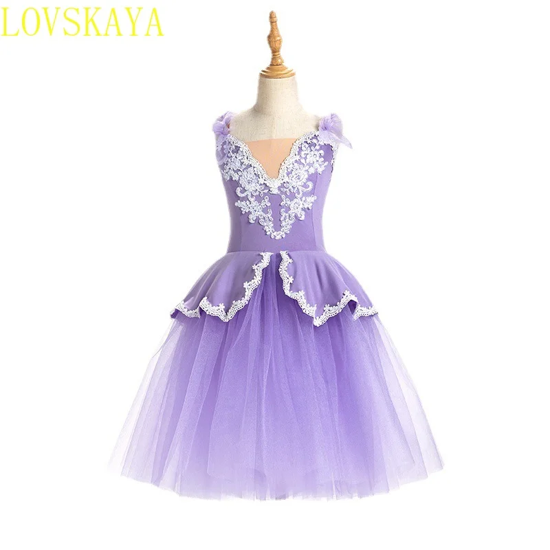 Immagine di balletto professionale ragazza blu rosa Pancake Picture Ballet Party Dress vestito da ballo di balletto per bambini