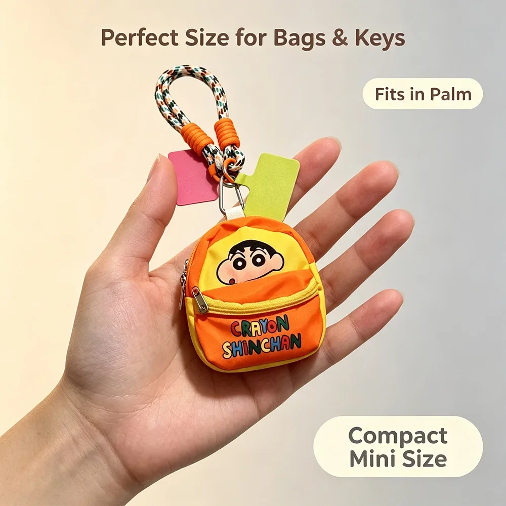 Crayon Shin-chan Mini Lanyard Bag Kawaii Zipper Coin Purse Anti-Lost Phone Wristlet Card Holder Cosmetic Pouch Gift Women Girls view 3