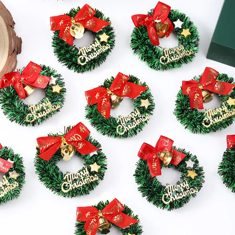 6cm Christmas decorations Mini Christmas wreath simulation wreath tabletop shooting props background Christmas tree accessories