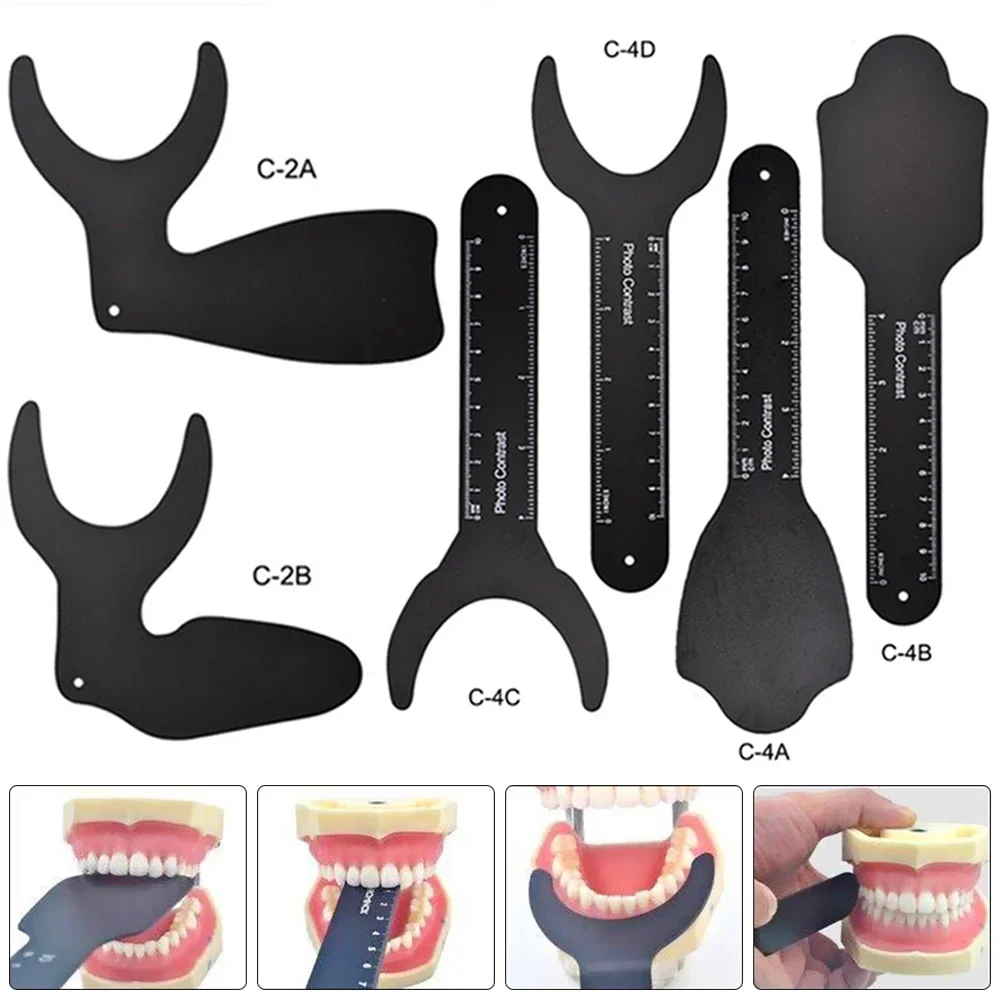 6Pieces Orthodontic Photo Black Background Plate Durable Image Contrast Board Background Board 4A/4B/4C/4D/2A/2B Size