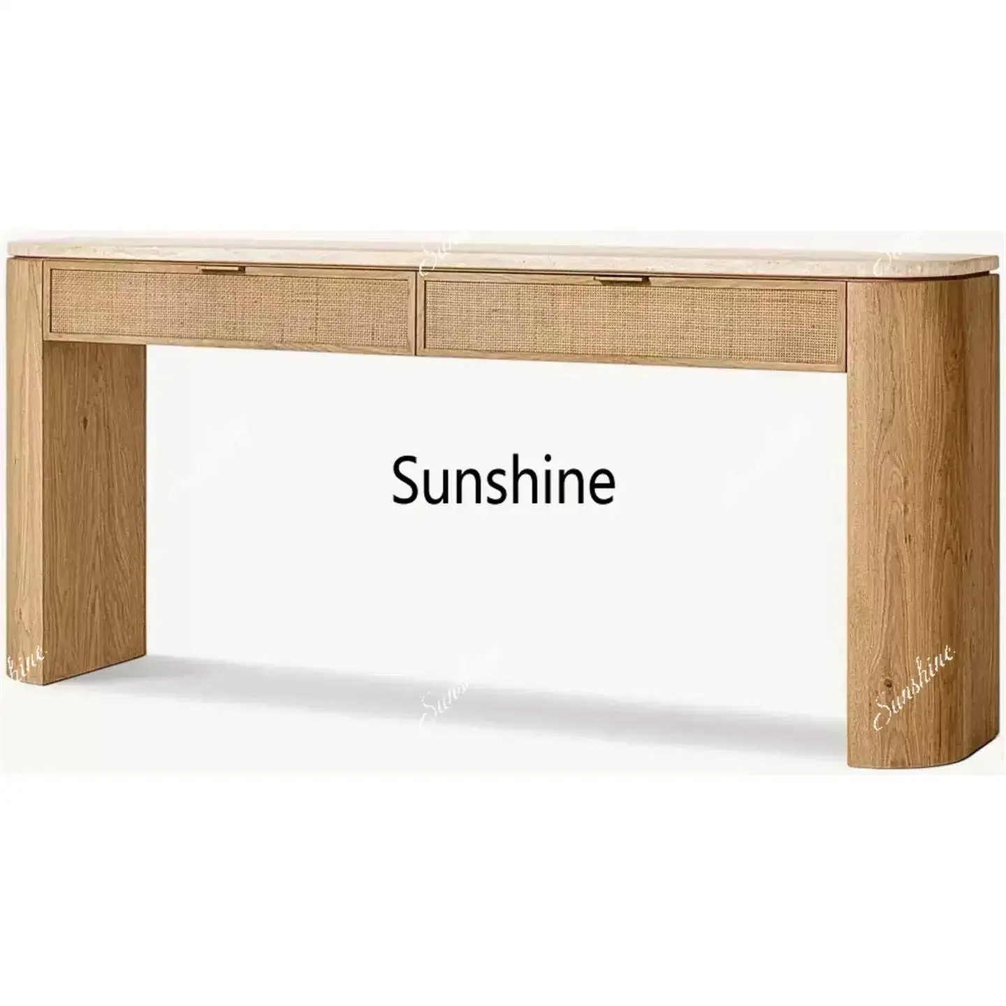 

American country solid wood entryway, living room storage table, rattan storage cabinet, modern and simpleY