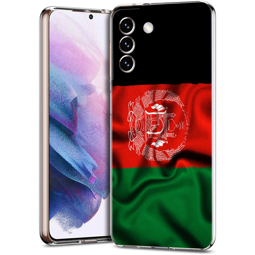 Afghan Afghanistan Flag Case for Samsung S24 S23 S22 S20 S21 FE Ultra S24 S23 S10 S10E S9 S8 Plus 5G Transparent Phone Shell Bag