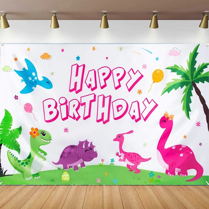 

Photography Backdrop Dinosaur Themed Birthday Party Decorations For Girls Background Supplies Wall Banner Room Poster