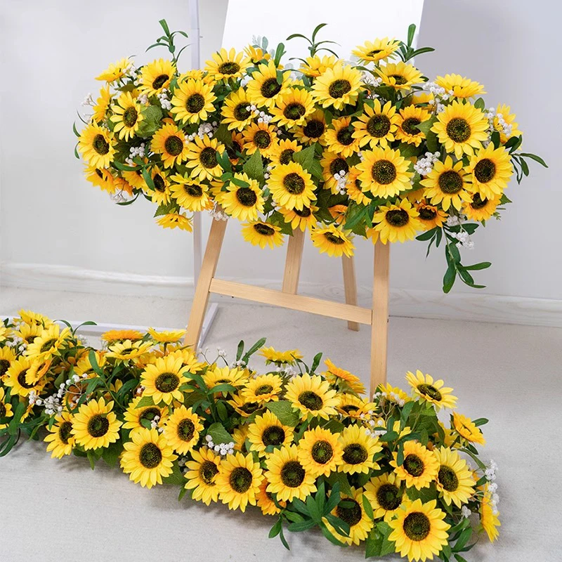 Table Centerpiece, Custom Yellow Sunflower,  Wedding Backdrop Decor, Party Cornor Flower Row, Sunflower Row