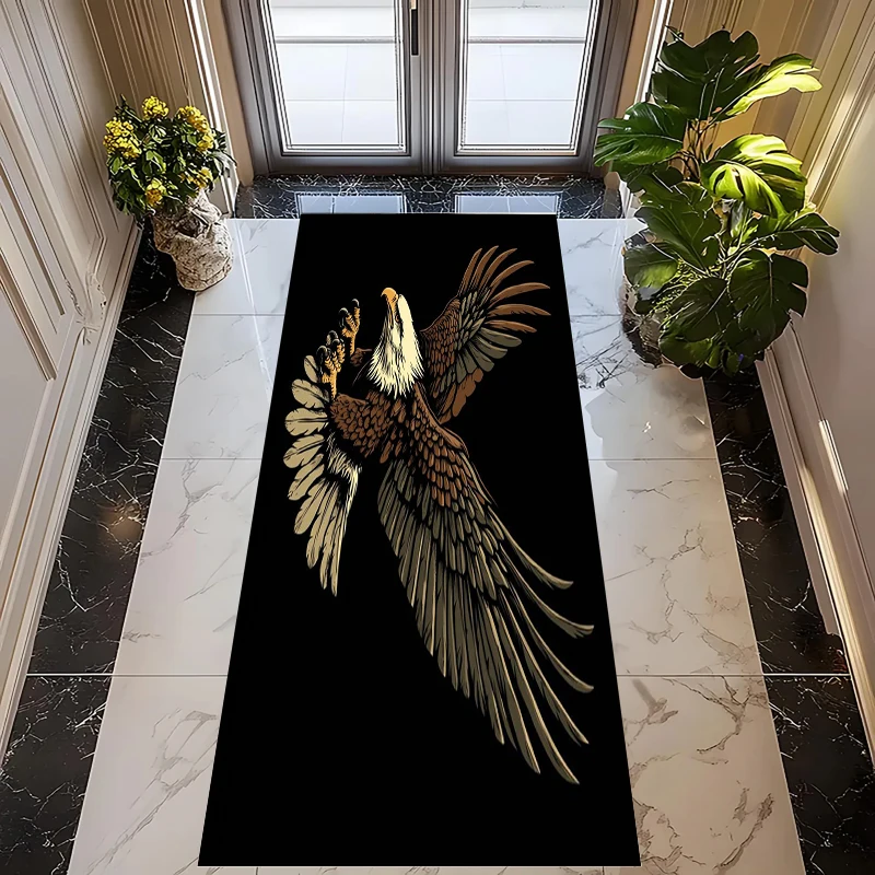 Stylish Bald Eagle Print Long Runner Rug, Soft Non-Slip Floor Mat for Hallway Kitchen Bedroom Laundry Room Home Decor