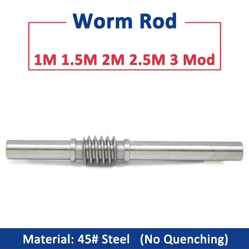 

1pc 1M 1.5M 2M 2.5M 3 Mod Worm Rod 45# Steel For Use with Worm Gear Length 150mm 230mm 240mm 260mm 280mm