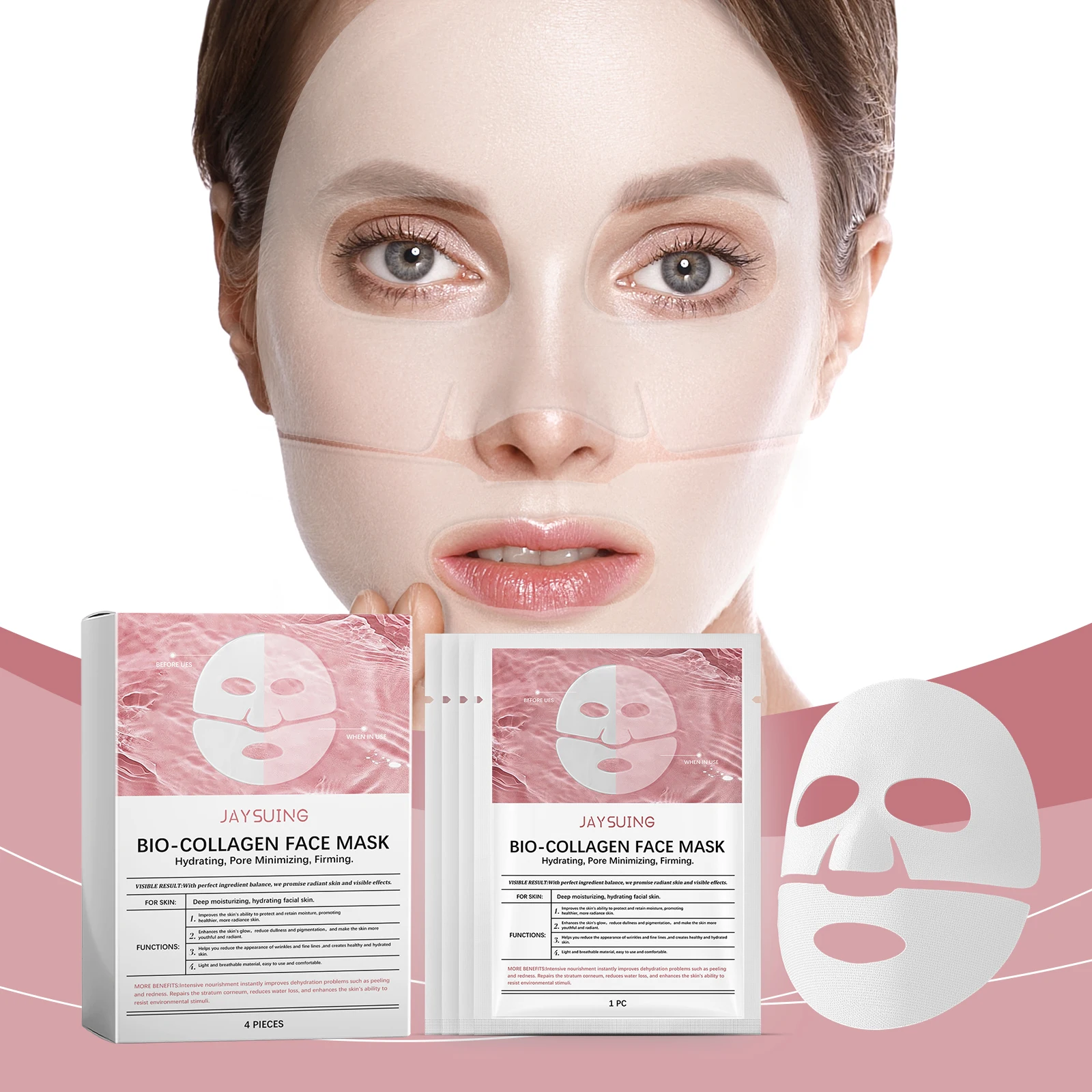 

Collagen Moisturizing Face Mask Anti Wrinkle Fade Fine Line Refreshing Brighten Shink Pores Increase Skin Elasticity Sheet Masks