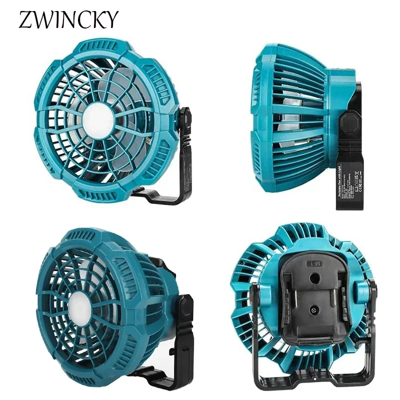 ZWINCKY External Battery Ceiling Fan Suitable For Makita/Dewalt/Bosch/Milwaukee/Black&Decker 14.4-18V Lithium Battery With Light