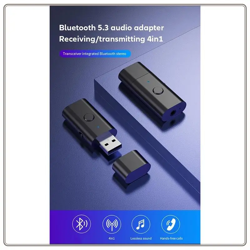 موثوقة-بلوتوث 5.3 جهاز الإرسال والاستقبال استقبال 2 في 1 USB بلوتوث محول 3.5 مللي متر Aux محول USB لاسلكي للكمبيوتر نظام الصوت المنزلي