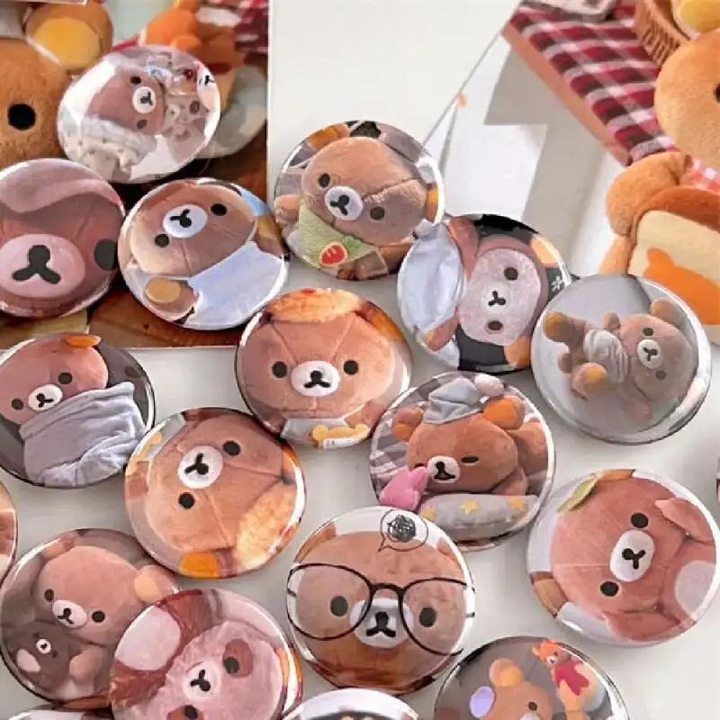 25 مللي متر Rilakkuma شارة صغيرة ريترو ستايل بروش يده حساب الديكور الملابس و itabag الديكور انمي ياباني المحيط