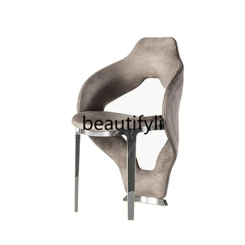 Light luxury high sense modern simple Italian light luxury villa metal leisure reception chair