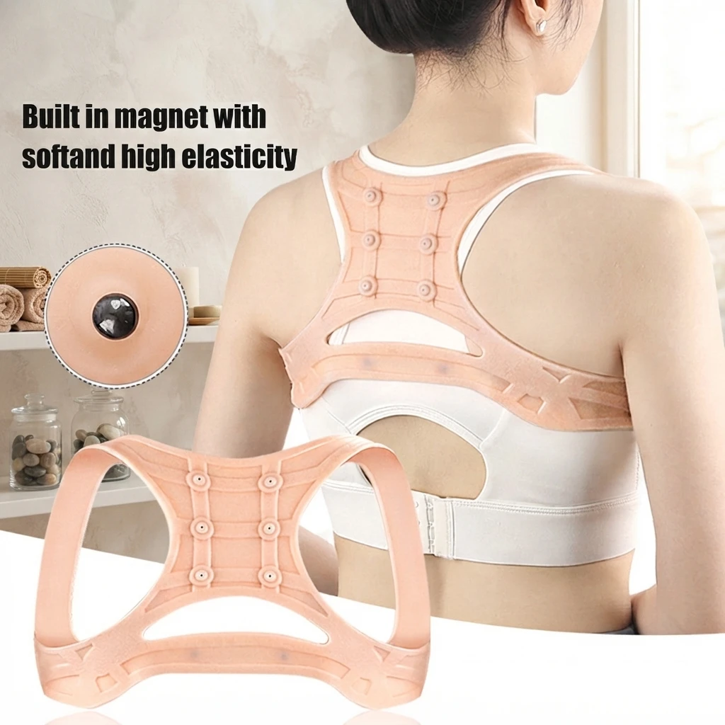Ceinture dorsale en silicone pour hommes et femmes, correcteur de posture, soutien de la colonne vertébrale inférieure, soulagement de la douleur, confort doux pour un port quotidien.