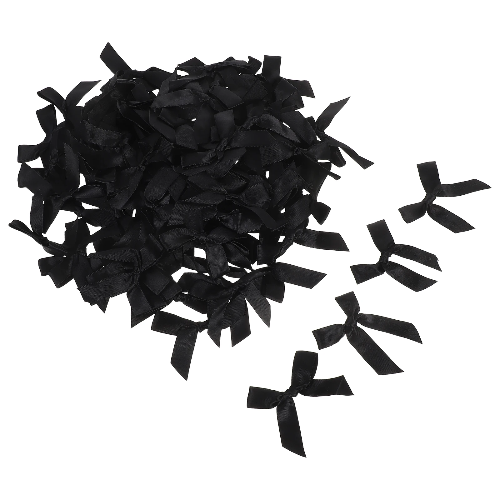 

100pcs Black Mini Satin Bows Small Ribbon Tiny Craft Bows For Sewing Cake Decorations Scrapbooking Wedding Party Favors Diy Hair