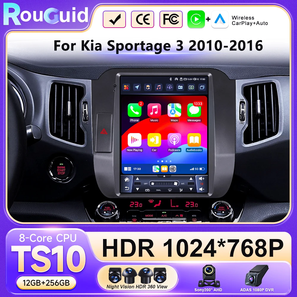 2 Din Android 16 For Kia Sportage 3 SL 2010-2016 Auto Carplay Car Radio Navigation GPS Touch Screen 8 Core Bluetooth Wifi 4G DSP