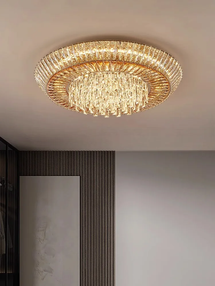 Imagem -02 - Lâmpadas de Teto Led Douradas para Sala de Estar Grande Iluminação para Quarto Decoração Moderna Todo Cristal Luxo 2024